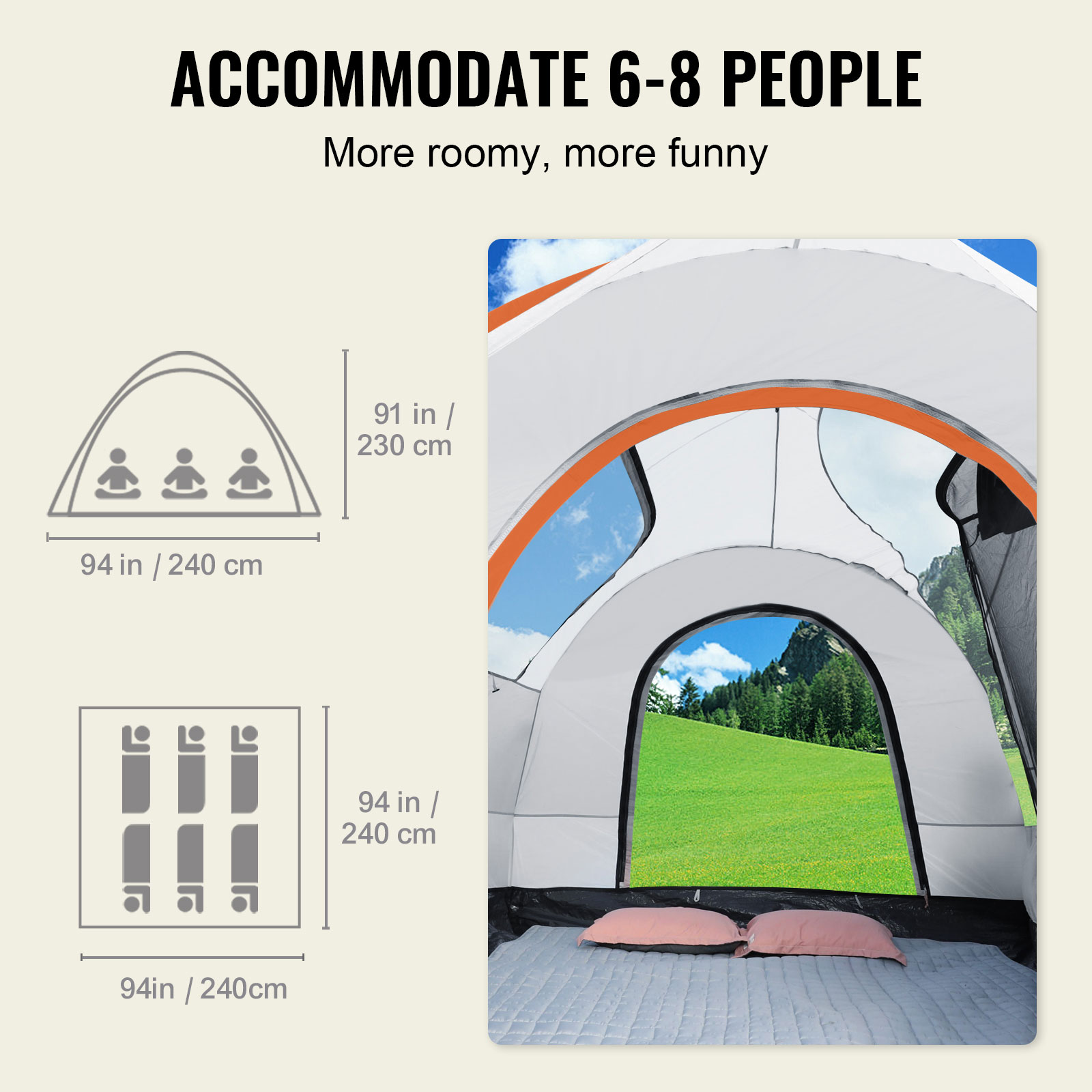 Suv Camping Tent With Rainfly For 6-8 Persons Rear Tailgate Tent_voghion.com